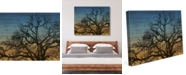 Creative Gallery Tree Silhouette Sunset On Wood Pattern 16" X 20" Canvas Wall Art Print